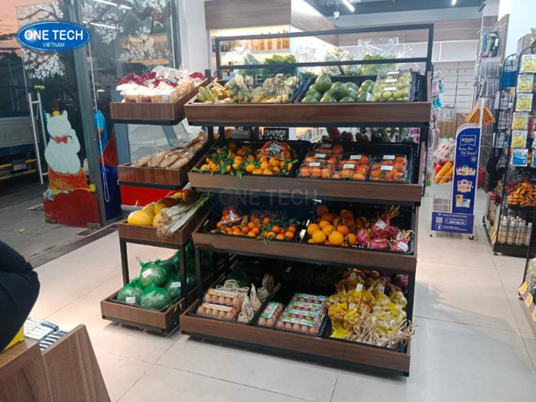 Kệ bán trái cây thông minh – Lựa chọn hàng đầu tại One Tech Mẫu kệ trưng bày trái cây nhỏ gọn, dễ lắp đặt và phù hợp mọi không gian kinh doanh