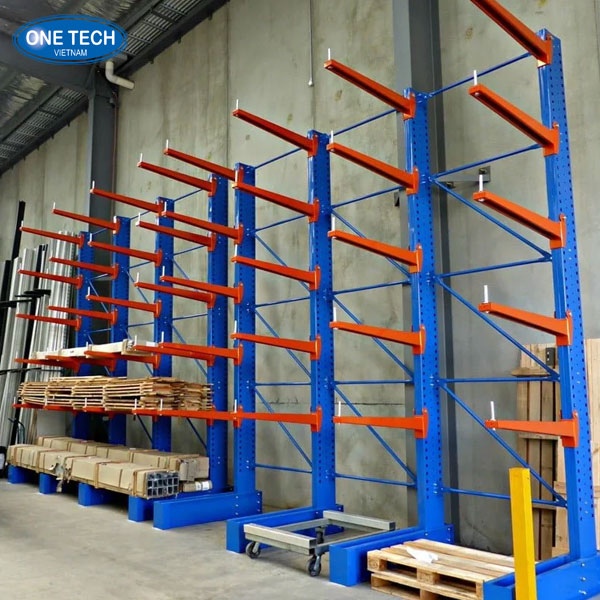kệ tay đỡ hạng nặng lưu trữ vật liệu dài và nặng Kệ tay đỡ hạng nặng bằng thép sơn tĩnh điện dùng trong kho công nghiệp, chịu tải lớn, lưu trữ hàng hóa dạng ống, thanh dài