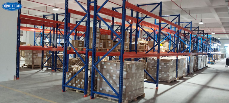 Hệ thống kệ kho Double Deep dùng để lưu trữ hàng hóa tải trọng lớn trong kho công nghiệp