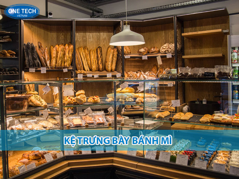 Kệ trưng bày bánh mì bằng sắt sơn tĩnh điện, thiết kế 3 tầng tiện lợi