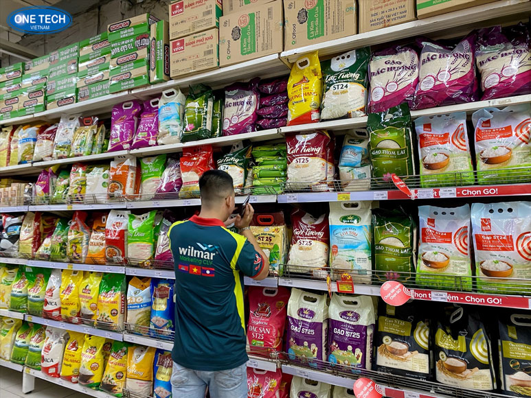 Kệ siêu thị trưng bày gạo gọn gàng và bắt mắt Kệ siêu thị trưng bày gạo thiết kế tối ưu cho cửa hàng tạp hóa