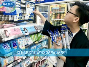Kệ trưng bày khẩu trang bằng sắt sơn tĩnh điện, nhiều tầng, bày khẩu trang y tế trong siêu thị