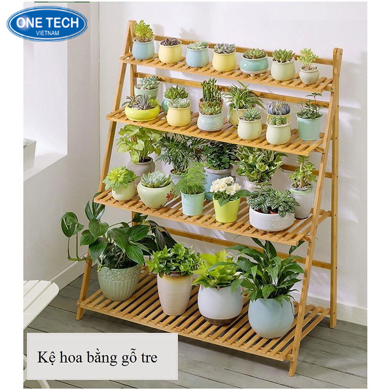 Kệ hình thang trưng bày sen đá thông minh, tiết kiệm không gian Kệ hình thang trưng bày sen đá nhỏ gọn, thiết kế tầng tiện lợi giúp trang trí không gian sống