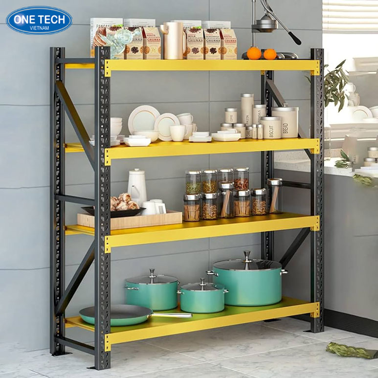 Kệ trung tải để đồ điện máy, tải trọng 200-300kg/tầng, phù hợp trưng bày hàng điện tử