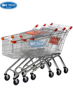 Xe đẩy siêu thị 100L kiểu dáng hiện đại, bánh xe bọc cao su, dễ điều khiển