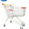 Xe đẩy siêu thị 60L bằng thép mạ kẽm, tay đẩy nhựa, bánh xe linh hoạt dùng trong siêu thị mini