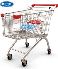 Xe đẩy siêu thị 80L khung kim loại, giỏ sâu, phù hợp mọi không gian bán lẻ