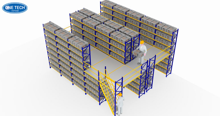 Kệ sàn Mezzanine bằng thép chắc chắn, sử dụng tối ưu không gian lưu trữ trong kho lạnh công nghiệp